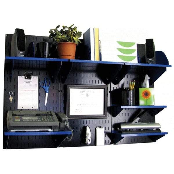 Wall Control - 48" Wide x 32" High Industrial Steel Tool Board System - 3 Panels, Metal, Black/Blue - Exact Tool & Supply