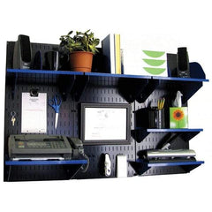 Wall Control - 48" Wide x 32" High Industrial Steel Tool Board System - 3 Panels, Metal, Black/Blue - Exact Tool & Supply