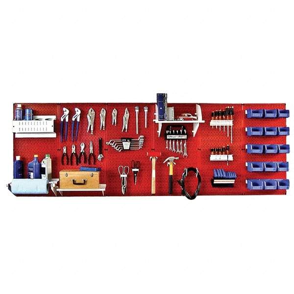 Wall Control - 96" Wide x 32" High Peg Board Kit - 6 Panels, Metal, Red/White - Exact Tool & Supply