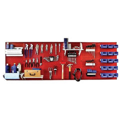 Wall Control - 96" Wide x 32" High Peg Board Kit - 6 Panels, Metal, Red/White - Exact Tool & Supply