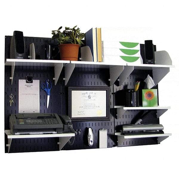 Wall Control - 48" Wide x 32" High Industrial Steel Tool Board System - 3 Panels, Metal, Black/White - Exact Tool & Supply