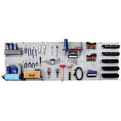 Wall Control - 96" Wide x 32" High Peg Board Kit - 6 Panels, Metal, Gray/Black - Exact Tool & Supply