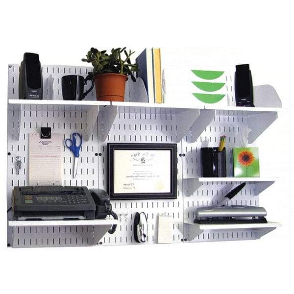 Wall Control - 48" Wide x 32" High Industrial Steel Tool Board System - 3 Panels, Metal, White - Exact Tool & Supply