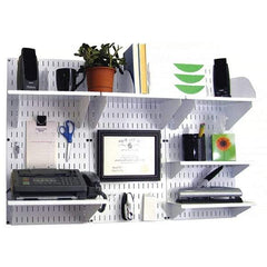 Wall Control - 48" Wide x 32" High Industrial Steel Tool Board System - 3 Panels, Metal, White - Exact Tool & Supply