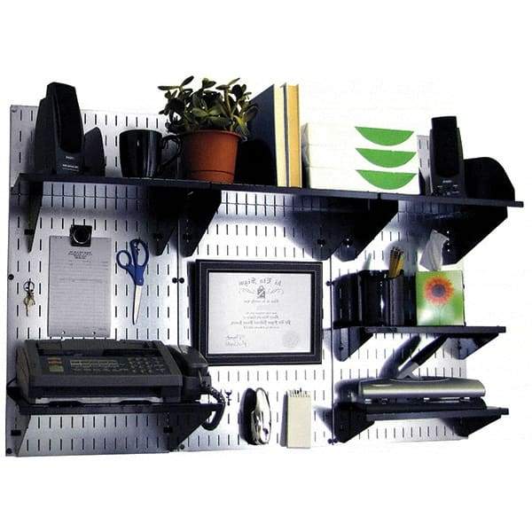 Wall Control - 48" Wide x 32" High Industrial Steel Tool Board System - 3 Panels, Galvanized Steel, Galvanized/Black - Exact Tool & Supply