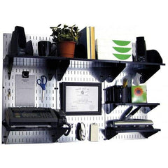 Wall Control - 48" Wide x 32" High Industrial Steel Tool Board System - 3 Panels, Galvanized Steel, Galvanized/Black - Exact Tool & Supply