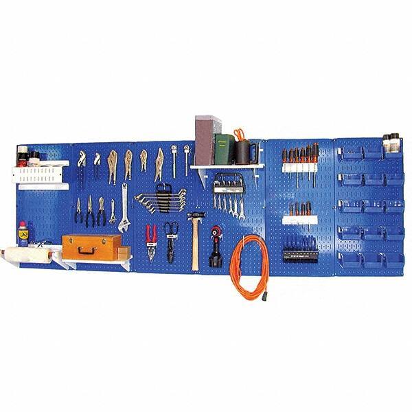 Wall Control - 96" Wide x 32" High Peg Board Kit - 6 Panels, Metal, Blue/White - Exact Tool & Supply