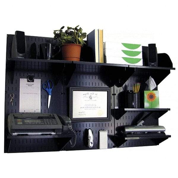 Wall Control - 48" Wide x 32" High Industrial Steel Tool Board System - 3 Panels, Metal, Black - Exact Tool & Supply