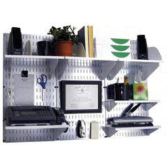 Wall Control - 48" Wide x 32" High Industrial Steel Tool Board System - 3 Panels, Galvanized Steel, Galvanized/White - Exact Tool & Supply