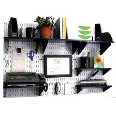 Wall Control - 48" Wide x 32" High Industrial Steel Tool Board System - 3 Panels, Metal, White/Black - Exact Tool & Supply