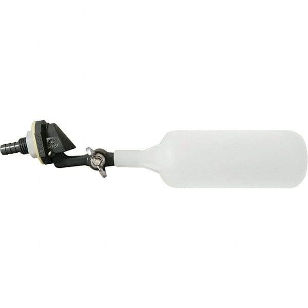 Control Devices - 1/4" Pipe, PVC, Angle Pattern-Double Seat, Mechanical Float Valve - 100 psi, Barb x Barb End Connections - Exact Tool & Supply