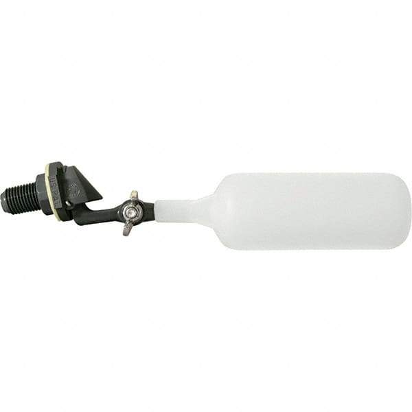 Control Devices - 1/4" Pipe, PVC, Angle Pattern-Double Seat, Mechanical Float Valve - 100 psi, Male NPT End Connections - Exact Tool & Supply