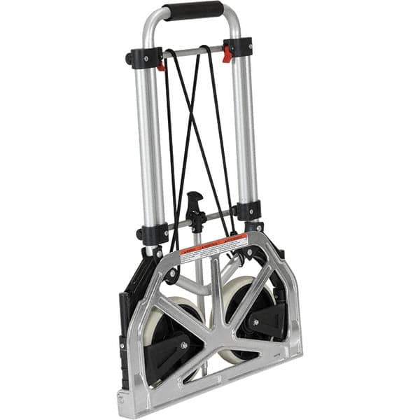 Vestil - 275 Lb Capacity 31" OAH Hand Truck - Fold Away Handle, Aluminum, Rubber Wheels - Exact Tool & Supply