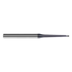‎1/32″ Dia. × 1/4″ Shank × 0.025″ DOC × 2-1/2″ OAL, Carbide AlTiN, 2 Flute, Ballnose End Mill - Exact Tool & Supply