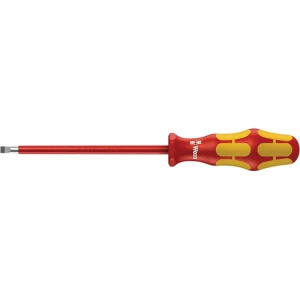Wera - Insulated Slotted Screwdriver - 200mm Blade Length, Ergonomic Handle - Exact Tool & Supply