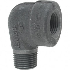 Made in USA - Size 1/2", Class 3,000, Forged Carbon Steel Black Pipe 90° Street Elbow - 3,000 psi, Threaded End Connection - Exact Tool & Supply