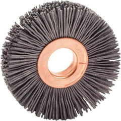 Weiler - 2" OD, 1/2" Arbor Hole, Nylon Wheel Brush - 3/8" Face Width, 1/2" Trim Length, 0.022" Filament Diam, 10,000 RPM - Exact Tool & Supply