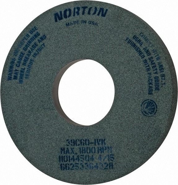 Norton - 14" Diam x 5" Hole x 1-1/2" Thick, I Hardness, 60 Grit Surface Grinding Wheel - Silicon Carbide, Type 5, Medium Grade, 1,800 Max RPM, Vitrified Bond, One-Side Recess - Exact Tool & Supply