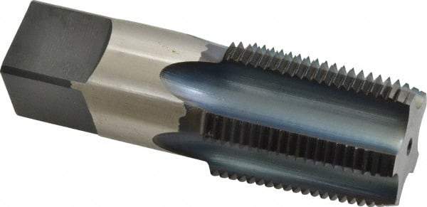 Reiff & Nestor - 1 - 11-1/2 NPT Thread, 5 Flute Standard Pipe Tap - 3-3/4" OAL, 1-3/4" Thread Length, 1-1/8" Shank Diam, Blue Diamond Finish, High Speed Steel - Exact Tool & Supply