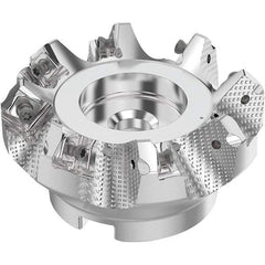 Seco - 3" Cut Diam, 1" Arbor Hole, 0.236" Max Depth of Cut, 48° Indexable Chamfer & Angle Face Mill - 8 Inserts, SN.. Insert, Right Hand Cut, 8 Flutes, Through Coolant, Series R220.54 - Exact Tool & Supply