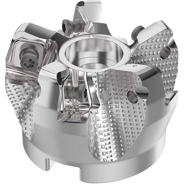 Seco - 2" Cut Diam, 3/4" Arbor Hole, 0.315" Max Depth of Cut, 71° Indexable Chamfer & Angle Face Mill - 5 Inserts, SN.. Insert, Right Hand Cut, 5 Flutes, Through Coolant, Series R220.56 - Exact Tool & Supply