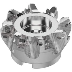 Seco - 3" Cut Diam, 1" Arbor Hole, 0.315" Max Depth of Cut, 71° Indexable Chamfer & Angle Face Mill - 8 Inserts, SN.. Insert, Right Hand Cut, 8 Flutes, Through Coolant, Series R220.56 - Exact Tool & Supply
