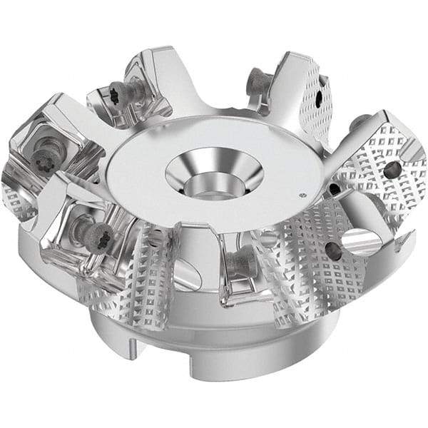Seco - 2-1/2" Cut Diam, 3/4" Arbor Hole, 0.236" Max Depth of Cut, 48° Indexable Chamfer & Angle Face Mill - 7 Inserts, SN.. Insert, Right Hand Cut, 7 Flutes, Through Coolant, Series R220.54 - Exact Tool & Supply