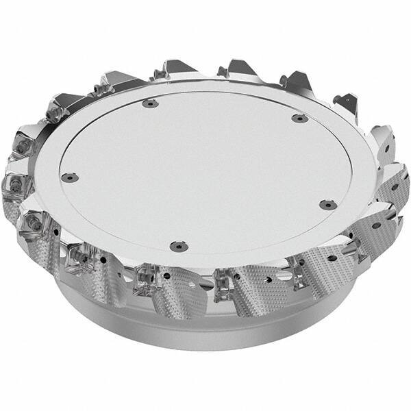 Seco - 200mm Cut Diam, 60mm Arbor Hole, 8mm Max Depth of Cut, 71° Indexable Chamfer & Angle Face Mill - 17 Inserts, SN.. Insert, Right Hand Cut, 17 Flutes, Through Coolant, Series R220.56 - Exact Tool & Supply