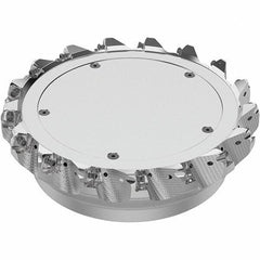 Seco - 8" Cut Diam, 2-1/2" Arbor Hole, 0.315" Max Depth of Cut, 71° Indexable Chamfer & Angle Face Mill - 17 Inserts, SN.. Insert, Right Hand Cut, 17 Flutes, Through Coolant, Series R220.56 - Exact Tool & Supply