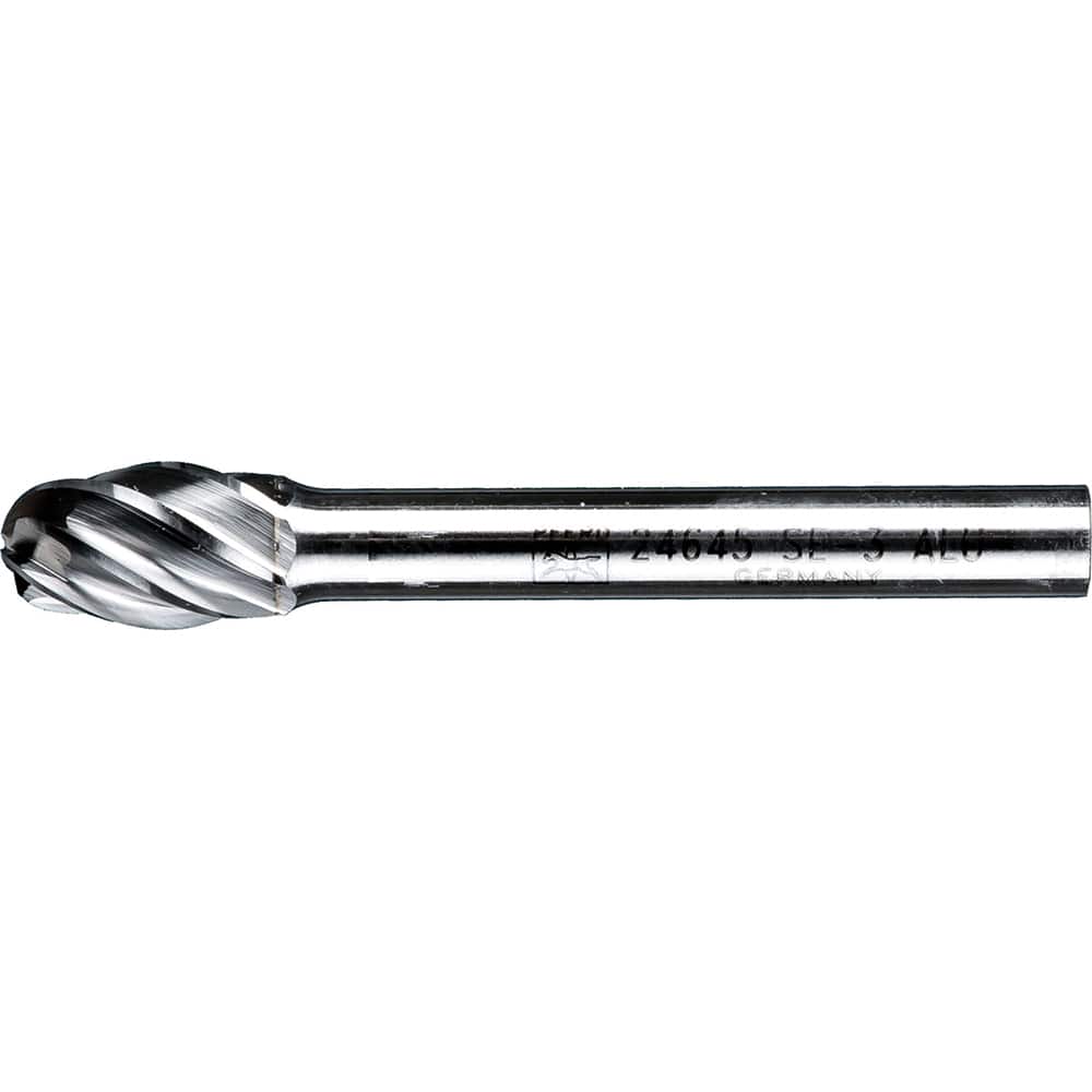 PFERD - SE-3, 3/8" Cut Diam, 1/4" Shank Diam, Carbide Aluma Cut Oval Burr - Exact Tool & Supply
