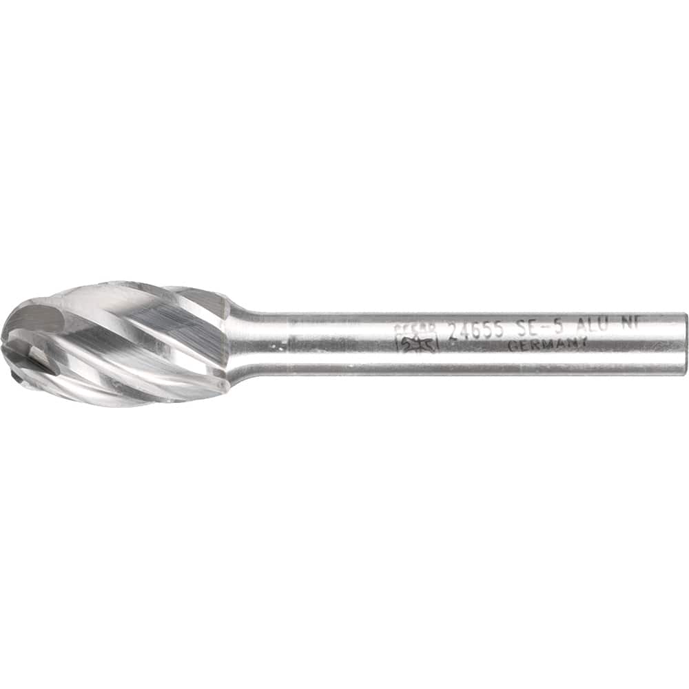 PFERD - SE-5, 1/2" Cut Diam, 1/4" Shank Diam, Carbide Aluma Cut Oval Burr - Exact Tool & Supply