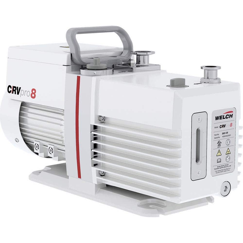 Welch - Rotary Vane-Type Vacuum Pumps; Horsepower: 0.5 ; Voltage: 115V ; Cubic Feet per Minute: 5.60 ; Length (Decimal Inch): 15.1000 ; Width (Decimal Inch): 6.1000 ; Height (Inch): 9.2 - Exact Tool & Supply
