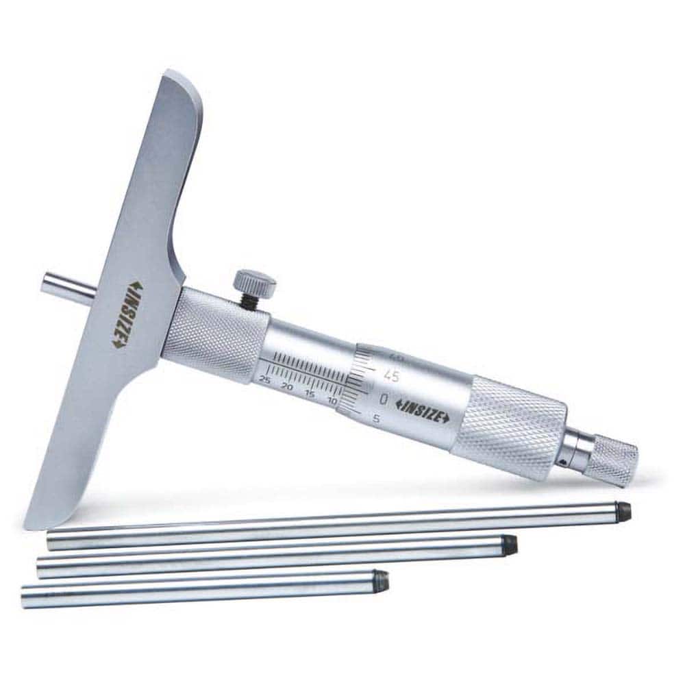Insize USA LLC - Mechanical Depth Micrometers; Minimum Measurement (Inch): 0 ; Minimum Measurement (Decimal Inch): 0 ; Maximum Measurement (Inch): 6 ; Base Length (Decimal Inch): 3.9960 ; Features: Rods With Flat End ; Rod Type: NonRotating - Exact Tool & Supply