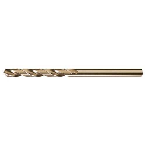 5/32 RHS / RHC HSS-CO 8% (M42) 135 Degree Split Point NAS907 Type J Cobalt Heavy Duty 6″ Extended Length Drill - Straw / Gold Oxide - Exact Tool & Supply