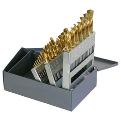 ‎1/16-1/2 RHS / RHC HSS 135 Degree Split Point Heavy Duty Screw Machine Length Drill Set - TiN - Exact Tool & Supply