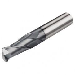 2mm Dia. x 50mm Overall Length 4-Flute 0.5mm C/R Solid Carbide SE End Mill-Round Shank-Center Cut-AlTiN - Exact Tool & Supply