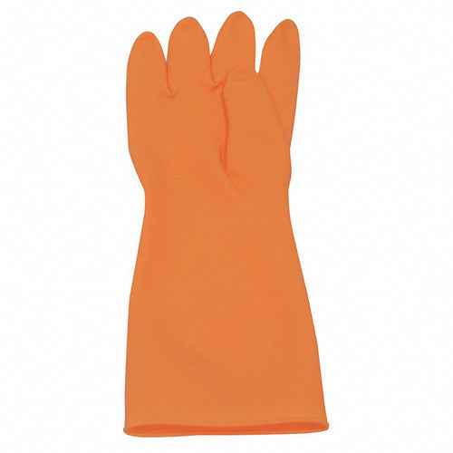Size 9-Premium Cleanroom chemical handlers natural rubber latex gloves, 20 mil, 15″ length, embossed palm, orange. Cleanroom packaged, 1 pair per poly bag, 10 pair per master poly bag, 10 master poly bags per case. - Exact Tool & Supply