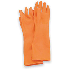 11-Premium Cleanroom Chemical Handlers Natural Rubber Latex Gloves 20 Mil 15″ Length Embossed Palm Orange Cleanroom Packaged 1 Pair Per Poly Bag 10 Pair Per Master Poly Bag 10 Master Poly Bags Per Case - Exact Tool & Supply