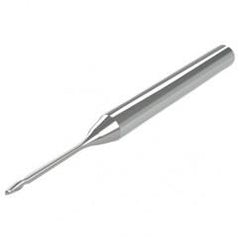 .035 Dia. - .053" LOC - 1-1/2" OAL 2 FL Ball Nose Carbide End Mill with .250 Reach - Uncoated - Exact Tool & Supply