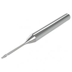2mm - 3mm Shank - 2.5mm LOC - 38mm OAL 2 FL Ball Nose Carbide End Mill with 2.5mm Reach - Uncoated - Exact Tool & Supply
