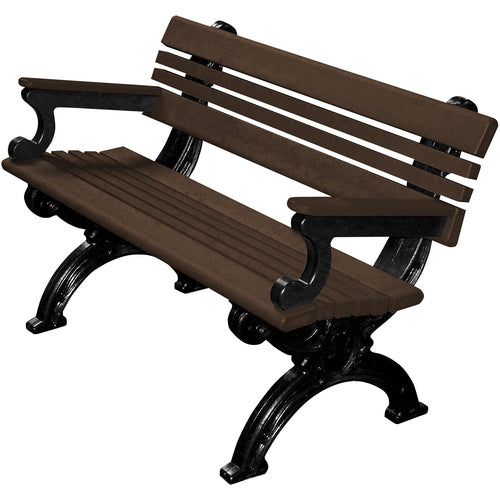 Bench Cambridge With Arms 48 Bk Frame Brown Seat - Exact Tool & Supply
