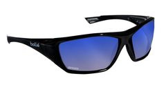 HUSTLER, BLU Polar Lens, Shiny BLK Fr Polarized Blue Flash AF Shiny Black - Exact Tool & Supply
