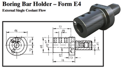 VDI Boring Bar Holder - Form E4 (External Single Coolant Flow) - Part #: CNC86 54.4032 - Exact Tool & Supply