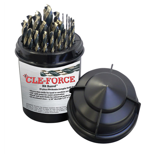 ‎1/16-1/2 RHS / RHC HSS 135 Degree Split Point Bit Barrel™ Black & Gold Mechanics Length Drill Set - Black & Gold - Exact Tool & Supply