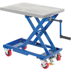 Mech Scissors Cart - Hand Crank 18 × 28 330 lbs Cap - Exact Tool & Supply