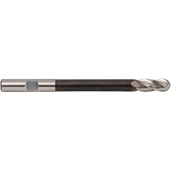 ‎1″ Dia. × 1″ Shank × 8″ DOC × 10-1/4 OAL, HSS 4 Flute, Ballnose End Mill - Exact Tool & Supply