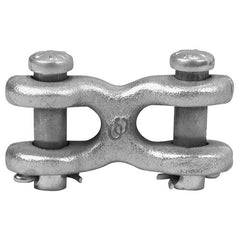 ‎1/4″- 5/16″ Twin (Double) Clevis Link, Forged Steel, Zinc Plated - Exact Tool & Supply