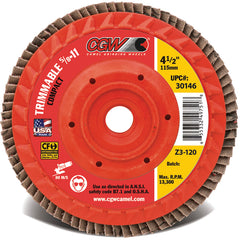 5″ × 5/8″-11 - 40 Grit - C3 Ceramic Compact Trimmable Flap Disc with Hub - Exact Tool & Supply