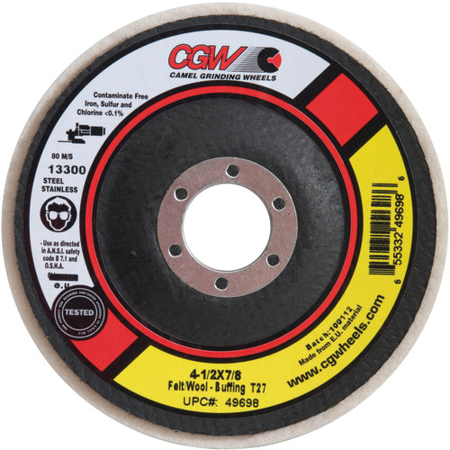 4 1/2″ × 7/8″ Type 27 Felt / Cotton Buffing Flap Disc - Exact Tool & Supply