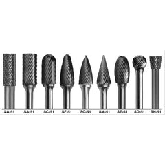 9PC CARB DBL CUT BURR SET
